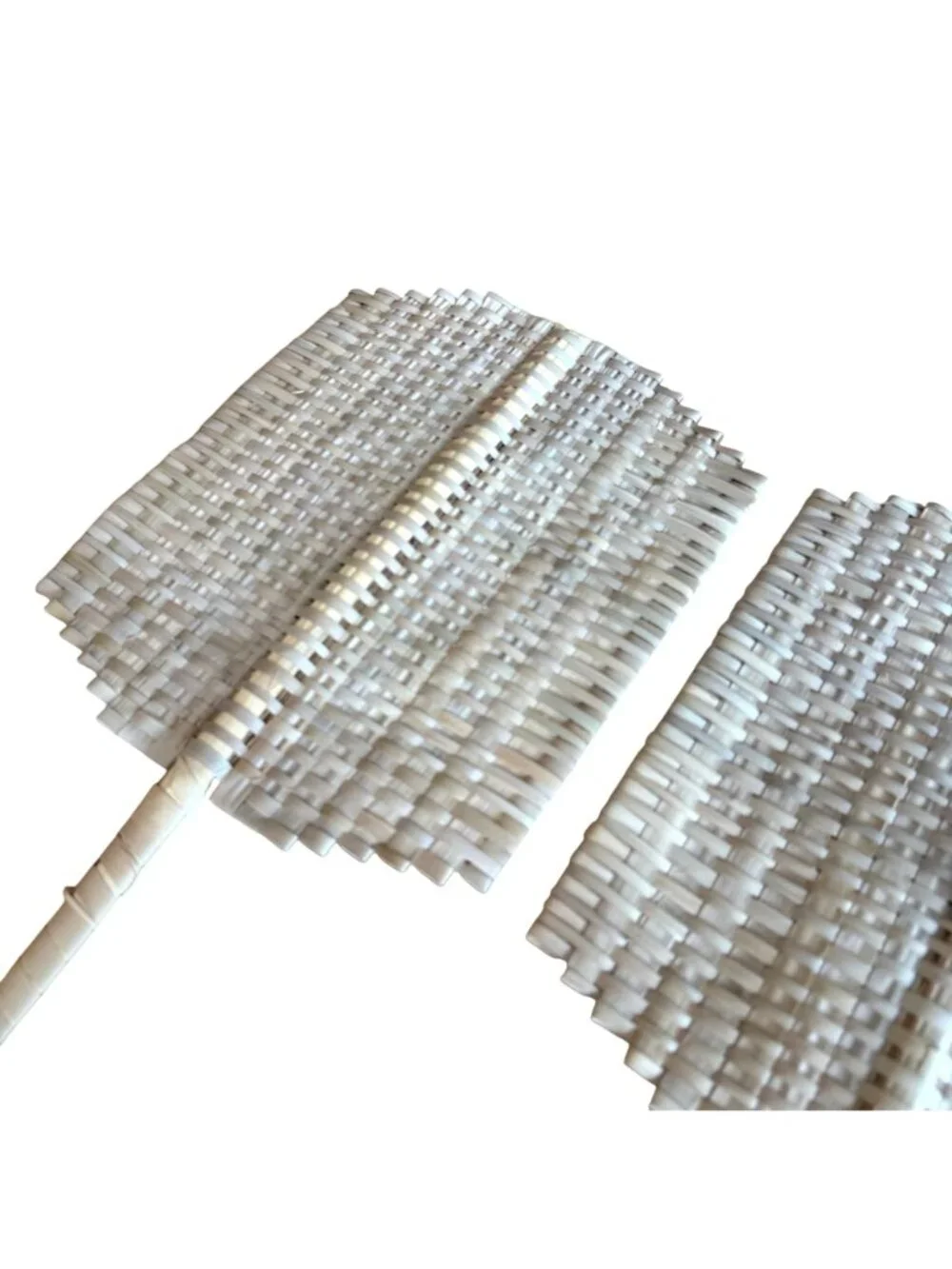 Woven Hand Fan Set Traditional Palm Leaf Decorative Handle Beige Lightweight